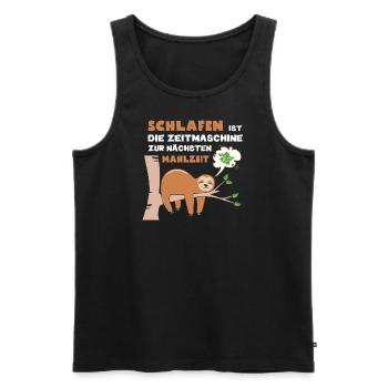 Schlafen ist d. Zeitmaschine zur nächsten Mahlzeit - Männer Premium Bio Tank Top - Schwarz - Vorne - Michal (187cm)