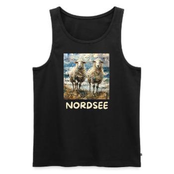 Moutons de la mer du Nord Allemagne du Nord Basse-Saxe - Débardeur bio Premium Homme - noir - Devant - Michal (187cm)