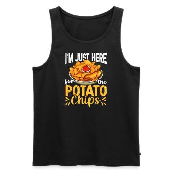 Drôle d’amateur de chips, je suis juste ici citation - Débardeur bio Premium Homme - noir - Devant - AI Model Male 178 light (178cm)