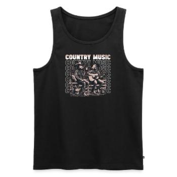 Amateur de musique country drôle écoute de musique country - Débardeur bio Premium Homme - noir - Devant - Michal (187cm)