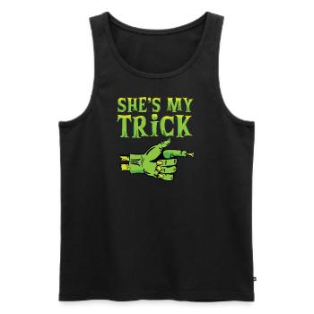 Halloween-Pärchen sie ist mein Trick feiern - Männer Premium Bio Tank Top - Schwarz - Vorne - Michal (187cm)