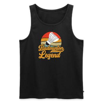Badmintonspieler mit Federball Badminton-Legende - Männer Premium Bio Tank Top - Schwarz - Vorne - AI Model Male 178 light (178cm)