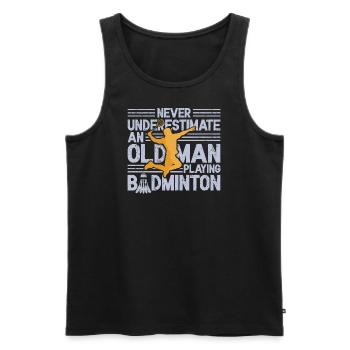 Badmintonspieler alter Mann Badminton Vater Federball - Männer Premium Bio Tank Top - Schwarz - Vorne - AI Model Male 178 light (178cm)