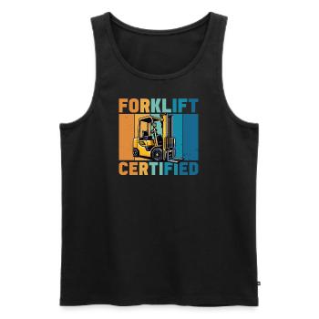 Forklift operator retro forklift certified - Men's Premium Organic Tank Top - black - Front - Michal (187cm)