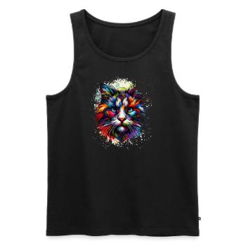 Chats colorés Oeuvre - Débardeur bio Premium Homme - noir - Devant - AI Model Male 178 light (178cm)