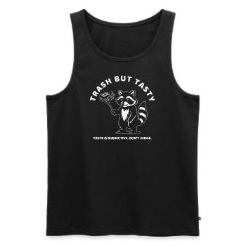 Trash But Tasty – Humorvolles Waschbär Shirt - Männer Premium Bio Tank Top - Schwarz - Vorne - Michal (187cm)