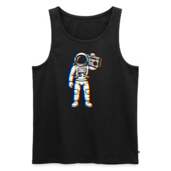 Glitch Astronaut - Beats im All - Männer Premium Bio Tank Top - Schwarz - Vorne - AI Model Male 178 light (178cm)