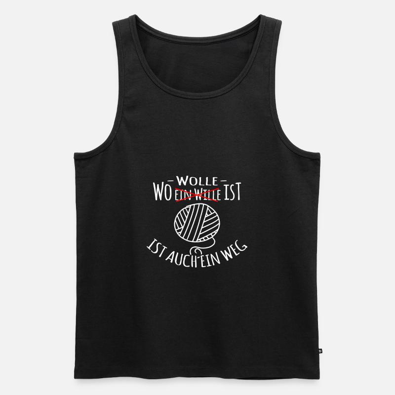 Stricken & Häkeln "Wo Wolle Ist" - Männer Premium Bio Tank Top - Schwarz