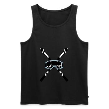 Ski and goggles with mountains, skiing - Men's Premium Organic Tank Top - black - Front - Michal (187cm)