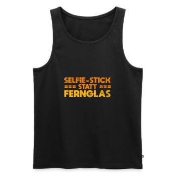Selfie-Stick Statt Fernglas - Männer Premium Bio Tank Top - Schwarz - Vorne - Michal (187cm)