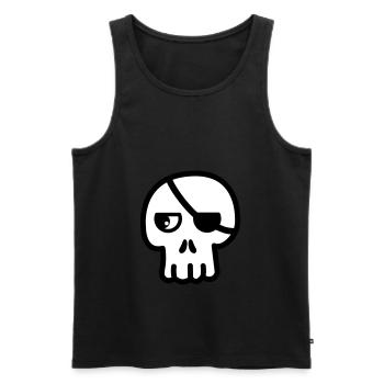 Tête de mort Cache-œil Kawaii - Débardeur bio Premium Homme - noir - Devant - AI Model Male 178 light (178cm)