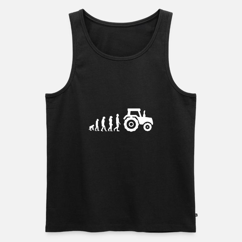 Evolution Traktor - Männer Premium Bio Tank Top - Schwarz