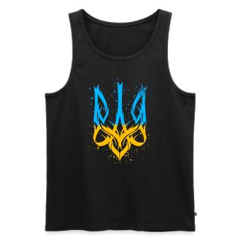 Ukraine Support Logo Ukrainian Trident - Men's Premium Organic Tank Top - black - Front - Michal (187cm)