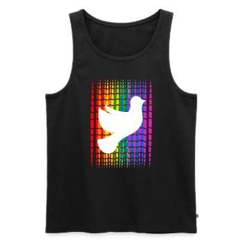 Gay Pride Month Streifen mit Friedenstauben - Männer Premium Bio Tank Top - Schwarz - Vorne - AI Model Male 178 light (178cm)