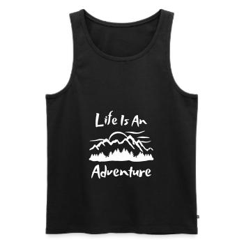 Montagnes, nature, aventure - Débardeur bio Premium Homme - noir - Devant - Michal (187cm)