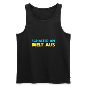 Schalter An, Welt Aus - Männer Premium Bio Tank Top - Schwarz - Vorne - Michal (187cm)