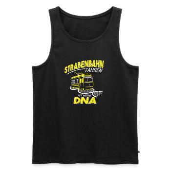 Straßenbahn fahren ist meine DNA - Männer Premium Bio Tank Top - Schwarz - Vorne - Michal (187cm)