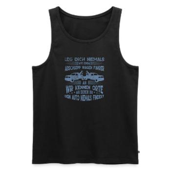 Abschleppdienst wir kennen Orte an denen du dein - Männer Premium Bio Tank Top - Schwarz - Vorne - AI Model Male 178 light (178cm)
