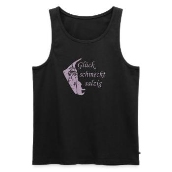 Amrum Urlaub Glück schmeckt salzig - Männer Premium Bio Tank Top - Schwarz - Vorne - AI Model Male 178 light (178cm)