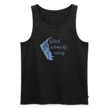 Amrum Urlaub Glück schmeckt salzig - Männer Premium Bio Tank Top - Schwarz - Vorne - AI Model Male 178 light (178cm)