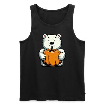 Ours polaire avec citrouille en automne - Débardeur bio Premium Homme - noir - Devant - Michal (187cm)