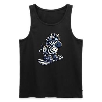 Zebra Snowboard Champion - Climb the Mountain in Style - Men's Premium Organic Tank Top - black - Front - AI Model Male 178 light (178cm)
