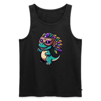 Mardi Gras T-Rex Dino: Maske und Perlen - Männer Premium Bio Tank Top - Schwarz - Vorne - AI Model Male 178 light (178cm)