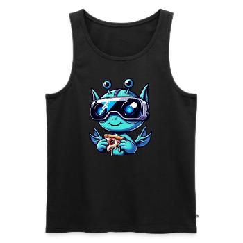 Alien Sci-Fi VR Pizza Party, Außerirdisches Vergnü - Männer Premium Bio Tank Top - Schwarz - Vorne - AI Model Male 178 light (178cm)