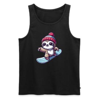 Paresseux Snowboarder Hiver Sports D’hiver Vacances - Débardeur bio Premium Homme - noir - Devant - Michal (187cm)
