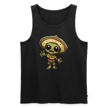 Cinco de Mayo Alien Zombie Feier Design - Männer Premium Bio Tank Top - Schwarz - Vorne - AI Model Male 178 light (178cm)