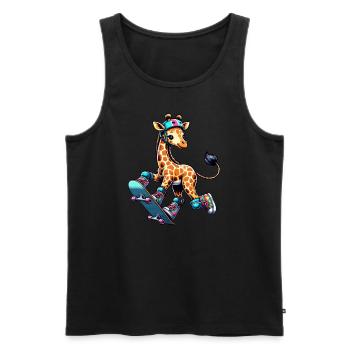 Skater Giraffe auf dem Skateboard - Männer Premium Bio Tank Top - Schwarz - Vorne - AI Model Male 178 light (178cm)