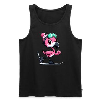 Flamingo Skifahrer Winterspaß - Männer Premium Bio Tank Top - Schwarz - Vorne - AI Model Male 178 light (178cm)