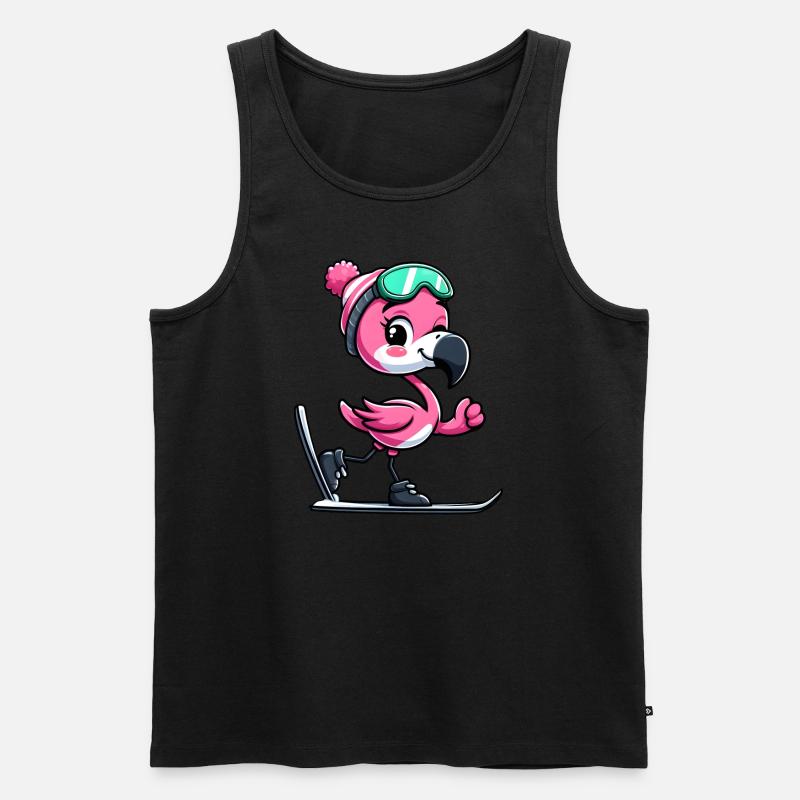Flamingo Skifahrer Winterspaß - Männer Premium Bio Tank Top - Schwarz