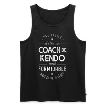 coach Kendo formidable cadeau sport combat - Débardeur bio Premium Homme - noir - Devant - Michal (187cm)
