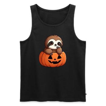 Halloween paresseux citrouille chapeau de sorcière dessin animé mignon - Débardeur bio Premium Homme - noir - Devant - Michal (187cm)