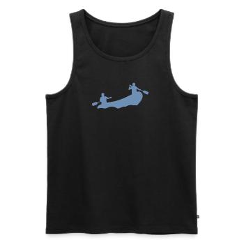 Rafting Silhouette Bateau pneumatique d’eau vive Rivière - Débardeur bio Premium Homme - noir - Devant - AI Model Male 178 light (178cm)