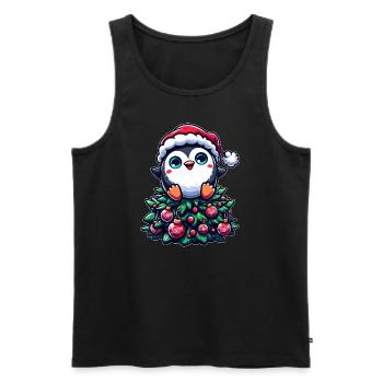 Lustiger Pinguin Weihnachtsbaum Skurril - Männer Premium Bio Tank Top - Schwarz - Vorne - Michal (187cm)