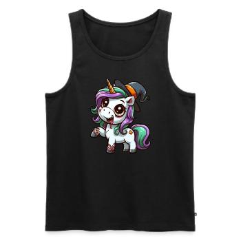 Halloween Licorne Zombie Sorcière Chapeau de Sorcière - Débardeur bio Premium Homme - noir - Devant - AI Model Male 178 light (178cm)