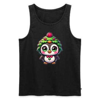 Weihnachtspinguin skurril lustig Cartoon - Männer Premium Bio Tank Top - Schwarz - Vorne - AI Model Male 178 light (178cm)