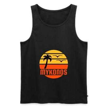 Mykonos (sun, palm tree, birds) - Men's Premium Organic Tank Top - black - Front - Michal (187cm)