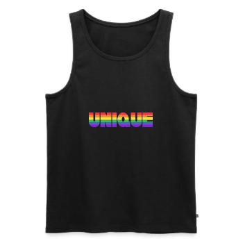 UNIQUE - EINZIGARTIG - Männer Premium Bio Tank Top - Schwarz - Vorne - AI Model Male 178 light (178cm)