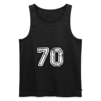 70 - Men's Premium Organic Tank Top - black - Front - AI Model Male 178 light (178cm)