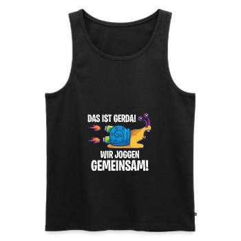 Das ist Gerda Wir joggen gemeinsam, Laufen, Rennen - Männer Premium Bio Tank Top - Schwarz - Vorne - Michal (187cm)
