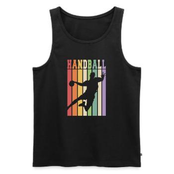 Handball RETRO - Männer Premium Bio Tank Top - Schwarz - Vorne - Michal (187cm)