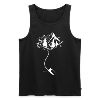 T-Shirt Skieur Cadeau Après-Ski Mountain - Courbes - Débardeur bio Premium Homme - noir - Devant - Michal (187cm)