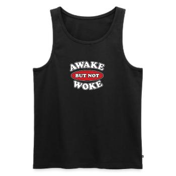 Awake but not Woke Statement - Men's Premium Organic Tank Top - black - Front - AI Model Male 178 light (178cm)