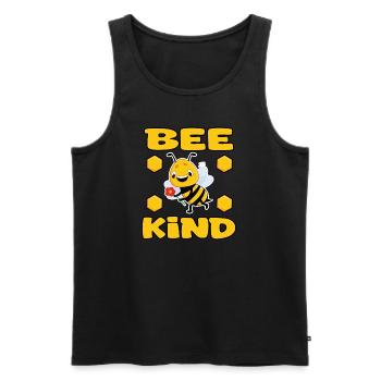 Bee Kind Lustige Biene mit Blume - Männer Premium Bio Tank Top - Schwarz - Vorne - Michal (187cm)