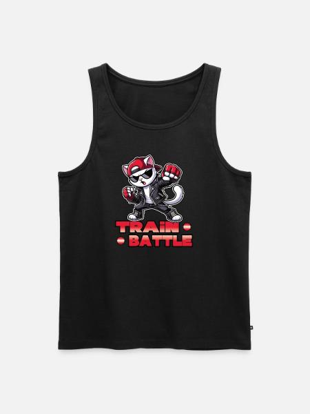 Train Battle Kampfkatze - Männer Premium Bio Tank Top - Schwarz