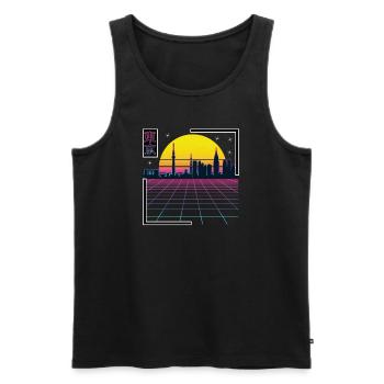 Tokyo Retro Vaporwave Streetwear Design - Men's Premium Organic Tank Top - black - Front - AI Model Male 178 light (178cm)