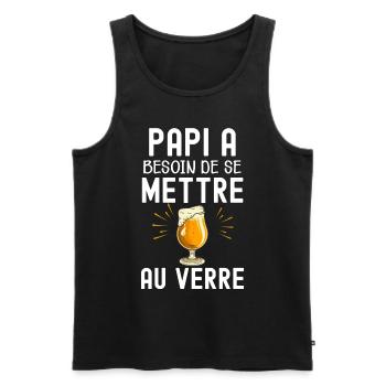 Papi Au Verre Humour Apéro Jardin - Débardeur bio Premium Homme - noir - Devant - Michal (187cm)